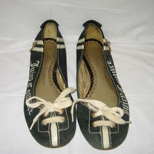 JUICY COUTURE Navy Suede Preppy Flat Loafers, 7.5